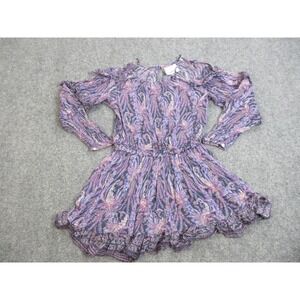 Isabel Marant Dress Womens 36 Purple Blue Paisley Gabinia Silk Cotton Ruffle